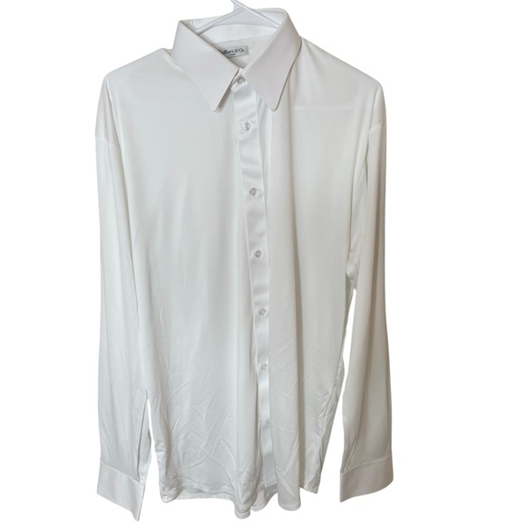 NWOT Collars & Co White Quattro Flex English Spread Collar Dress Shirt Large - Picture 2 of 6